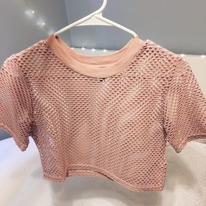Pink Mesh Crop Top from Topshop